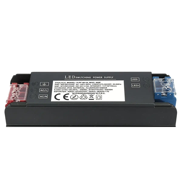 Ledowy zasilacz do taśm 1324 LED 60W 24V czarny
