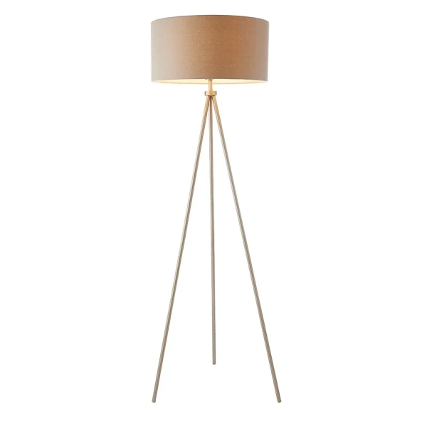 Podłogowa lampa na trójnogu Tri 66987 z abażurem nikiel szary