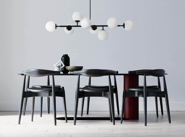 Modernistyczna lampa sufitowa DORADO LP-002/8P BK Light Prestige oprawa loftowa metalowa molekuły czarne białe