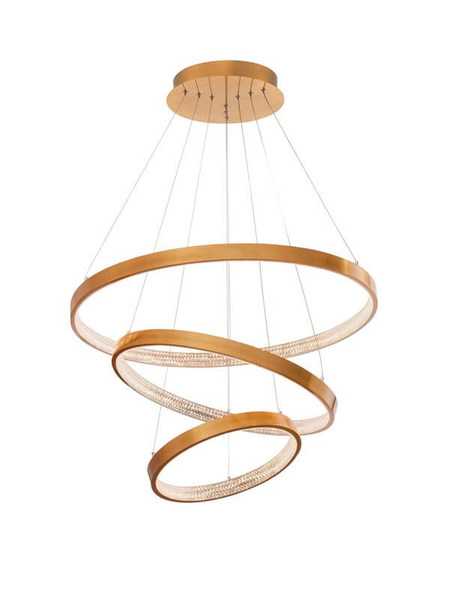 Złota lampa wisząca Moron pierścienie LED 112W 3000K nad stół