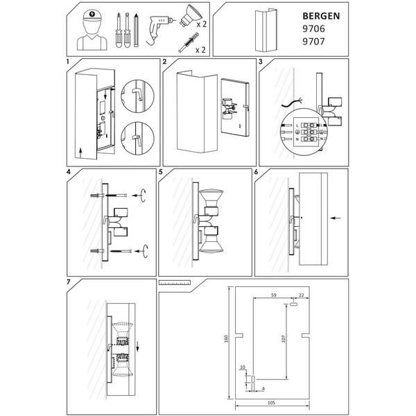 Kinkiet LAMPA ścienna BERGEN 9707 Nowodvorski metalowa OPRAWA prostokątna grafitowa