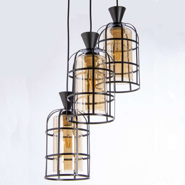 Loftowa lampa wisząca VEN W-5007/3 BK industrialna druciany czarny miodowy