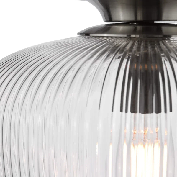 Szklana lampa sufitowa do jadalni Abrielle ABR5208 ryflowany nikiel