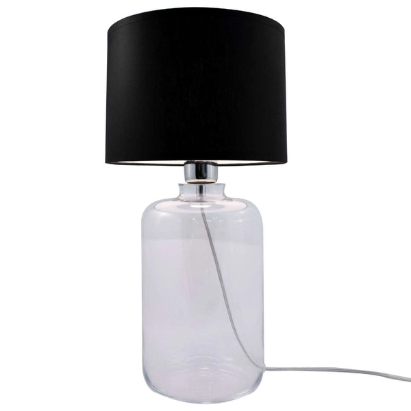lampa stołowa z abażurem SAMASUN 5501BK na komodę czarna przezroczysta