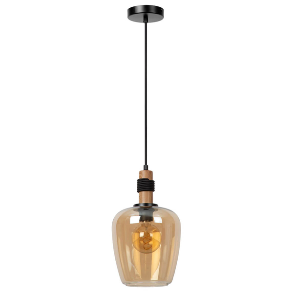 Szklana lampa zwieszana Ilona 45408/22/62 czarny bursztynowy