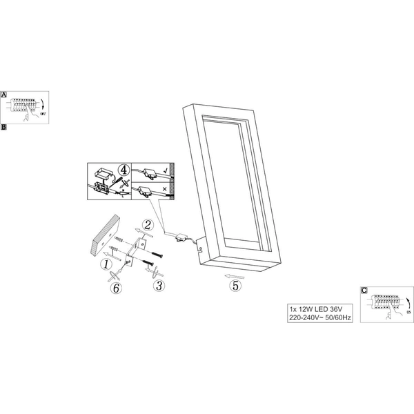 Kinkiet ścienny Mandera 67287W LED 12W 3000K ramka czarny biały