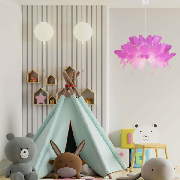 Wisząca lampa FARFALLA LP-3439/1P dark pink dziecięca zwis motyle różowe