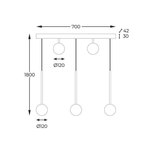 Pokojowa lampa wisząca Ali szklane kule zwis złoty czarny