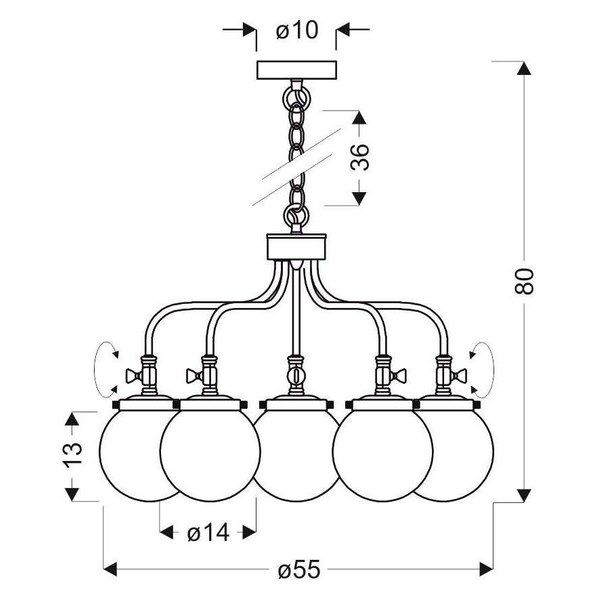 Wisząca lampa BALLET 35-70876 industrialna kule na łańcuchu przezroczysty