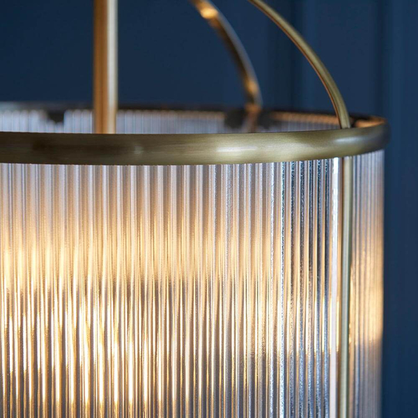 Zwisowa lampa na łańcuchu Lambeth Ribbed 106711 szklana mosiądz