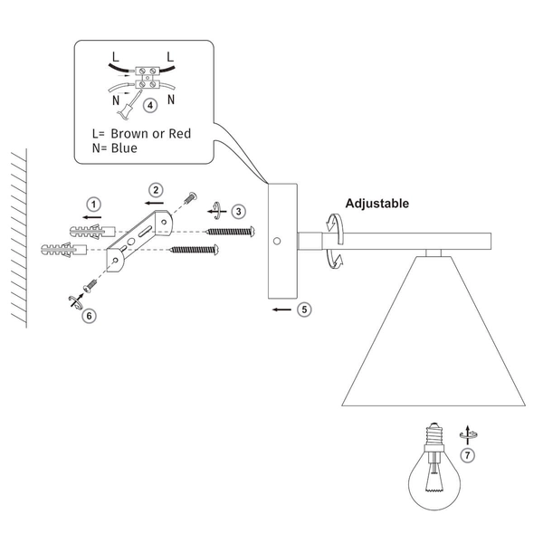 Kinkiet ścienny regulowany 102893 Endon stożek do gabinetu mosiądz