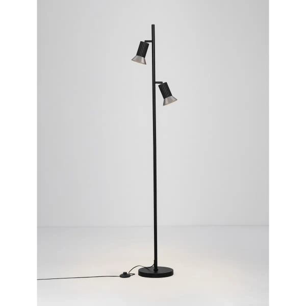 Lampa stojąca z regulacją MARENZO LE45613 podwójna czarna brązowa