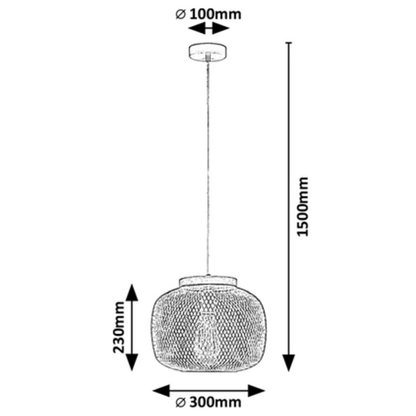 Wisząca LAMPA skandynawska RUPERT 5238 Rabalux ażurowy ZWIS do jadalni okrągły metalowy loft czarny