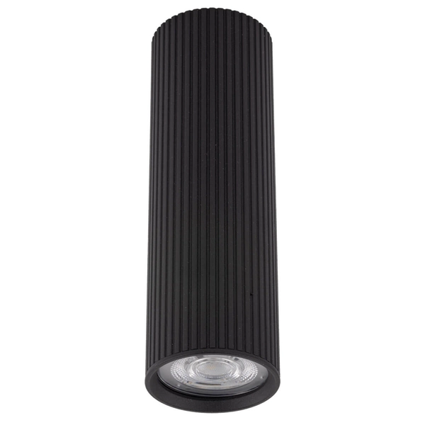 Podłużna lampa nasufitowa Tune 10024 prążkowana do holu czarna