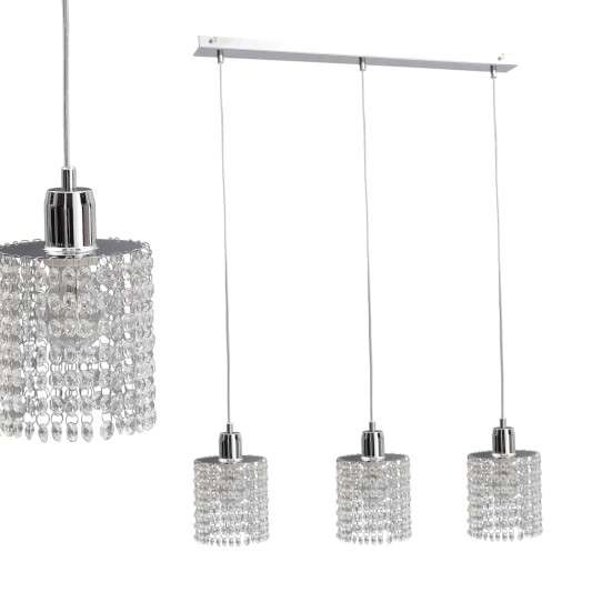 LAMPA wisząca KET538 metalowa OPRAWA glamour ZWIS na listwie chrom srebrny