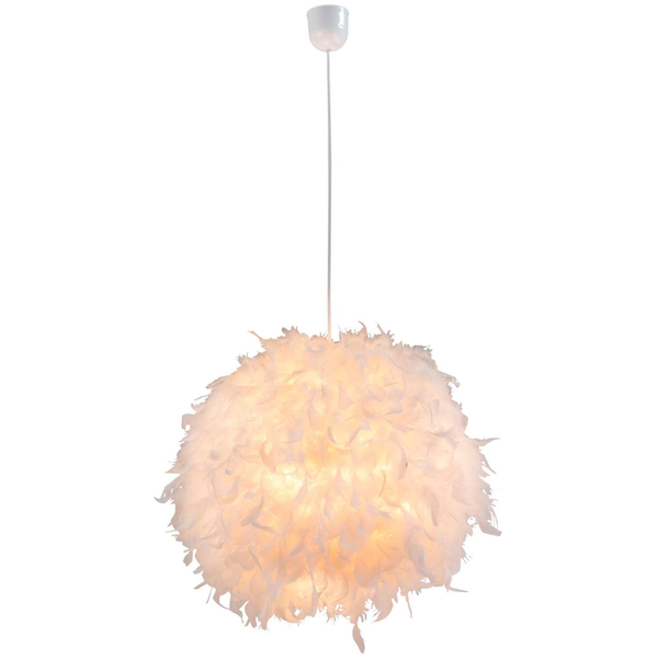 LAMPA wisząca KATUNGA 15057 Globo dekoracyjna OPRAWA zwis kula ball pióra białe