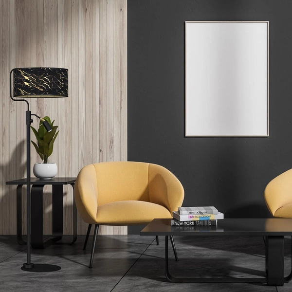 Stojąca lampa podłogowa Senso do salonu czarna złota