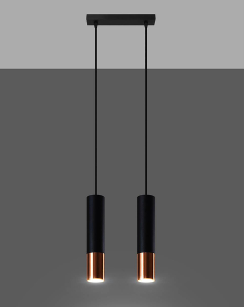 Modernistyczna LAMPA wisząca SL.0947 metalowa OPRAWA loftowy ZWIS tuby czarne miedź