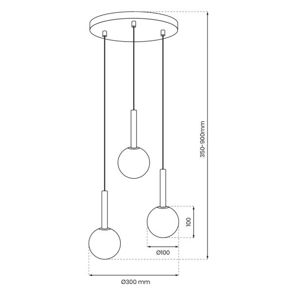 Potrójna wisząca lampa PLAY BLACK MLP0969 do salonu czarna miedziana złota