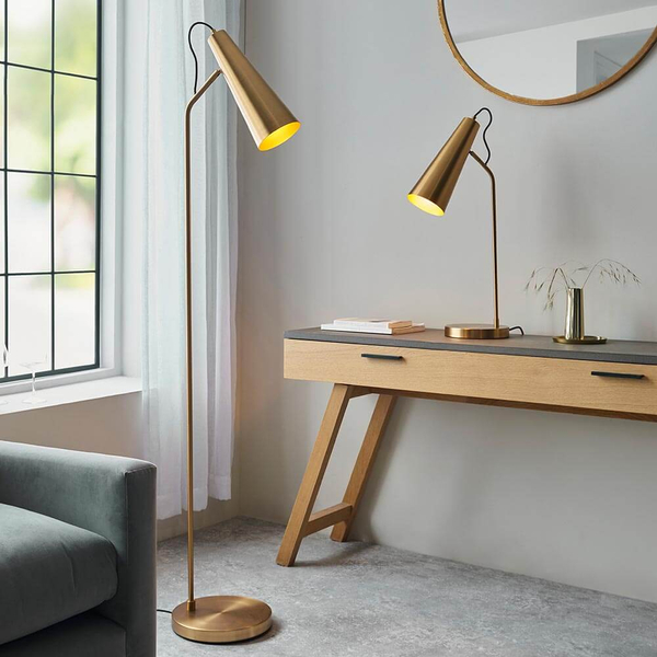 Stołowa lampka metalowa Karna New 107527 z wtyczką mosiądz
