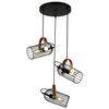 Wisząca LAMPA industrialna ANTOIN PND-2445-3-BK Italux druciana OPRAWA metalowy ZWIS kaskada klatki czarne brązowe