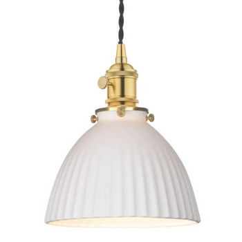 Ceramiczna lampa wisząca Hadano HAD0140-09 mosiądz biały