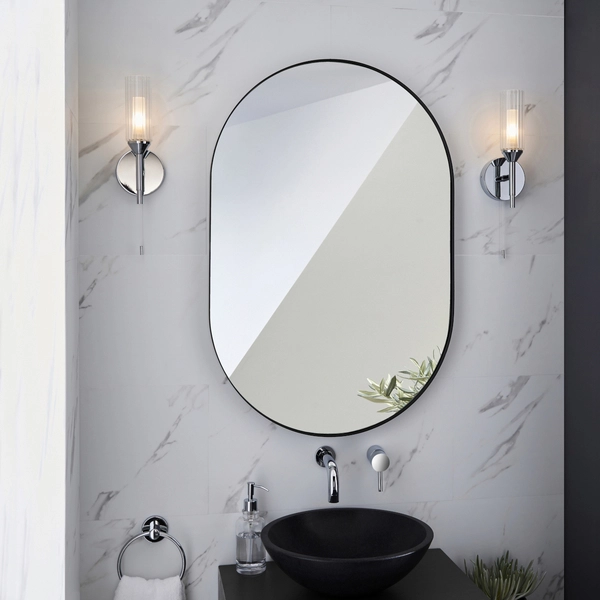 Kinkiet z włącznikiem L&-197171 Light& szklana tuba IP44 chrom