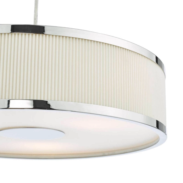 Wisząca lampa materiałowa Alvaro ALV1033 okragła chrom kość słoniowa