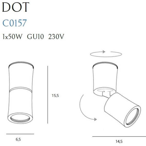 Sufitowa lampa jadalniana DOT C0157 Maxlight spot regulowana czarna