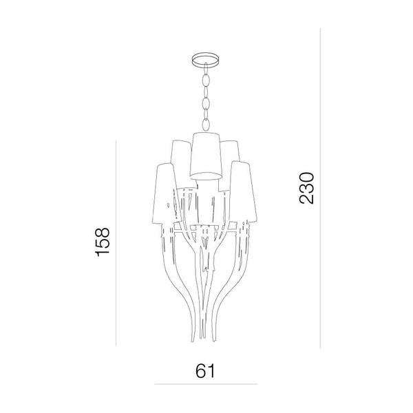 Wisząca lampa abażurowa Diablo z łańcuchem biały chrom