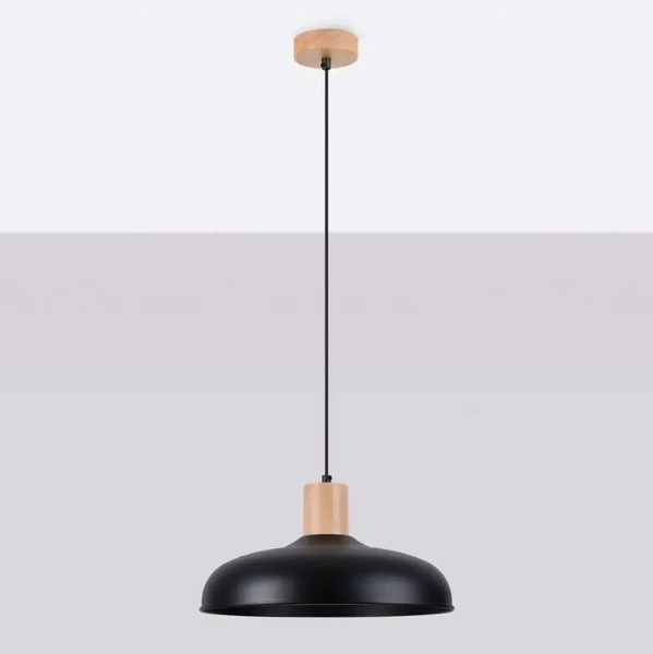 Lampa do salonu zwisająca Indy SL.1324 Sollux drewniana czarna