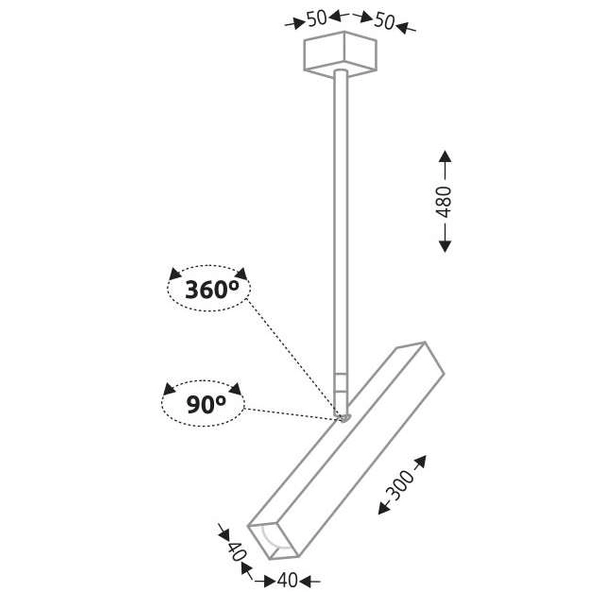Regulowana LAMPA plafon MITSUMA 7880 Shilo metalowa OPRAWA prostokątna sufitowa czarna