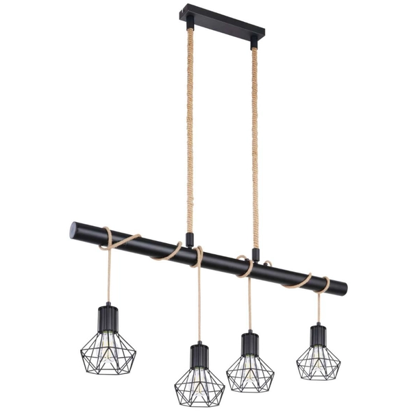 LAMPA wisząca PRISKA 54017-4H Globo belka OPRAWA skandynawska ZWIS liny brązowe czarne