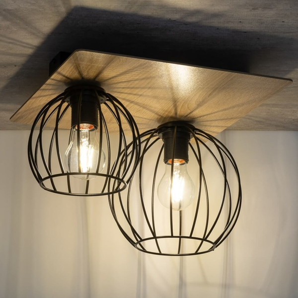 2-punktowa lampa sufitowa Cyber 32358 klatki czarne do salonu