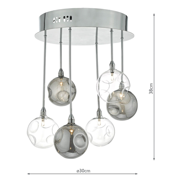 Salonowa lampa wisząca Quinn QUI0610 Dar Lighting kule szklane dymione chrom