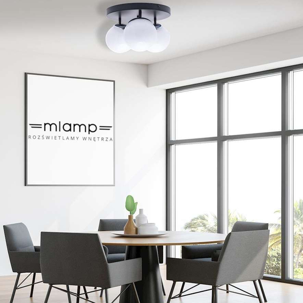 Plafon LAMPA sufitowa SFERA MLP8874 Milagro metalowa OPRAWA kule balls czarne białe chrom