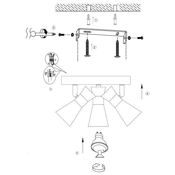Metalowa lampa sufitowa Folie 108628 Markslojd regulowana biała nikiel