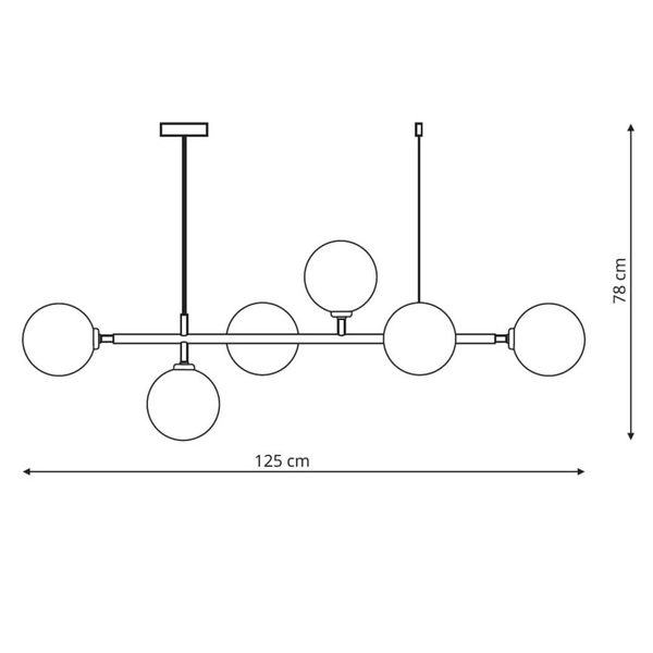 Modernistyczna lampa wisząca ALISA LP-005/6P WH Light Prestige metalowa oprawa szklane kule zwis złoty biały