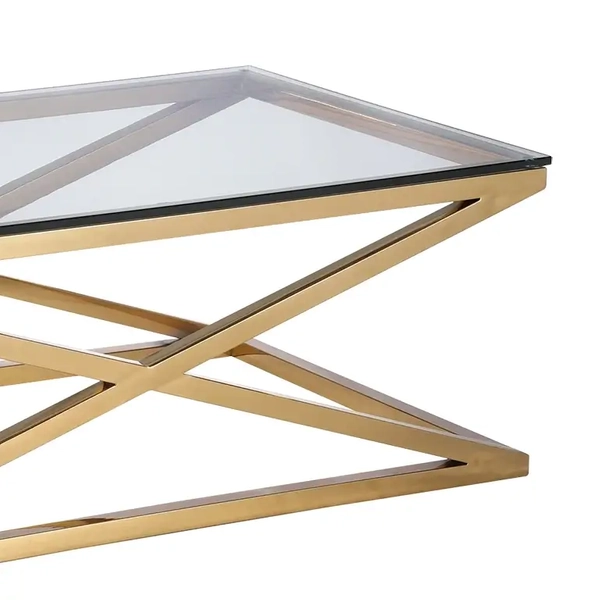 Salonowy stolik kawowy New Yorker NY-CT1414AU Cosmolight złoty przezroczysty