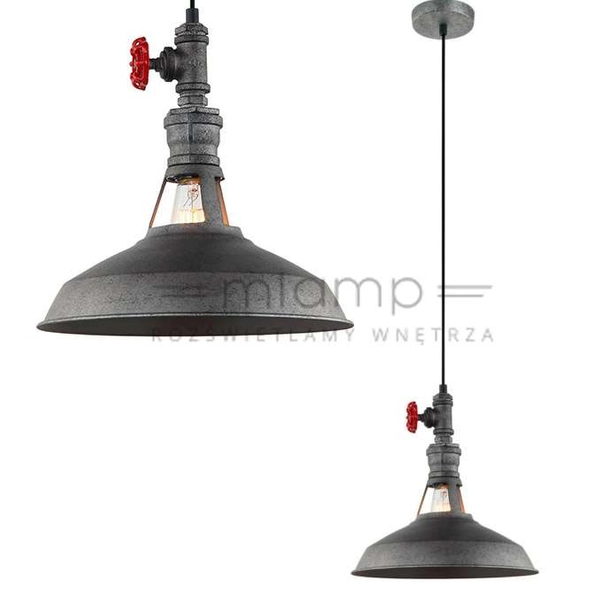 Industrialna LAMPA wisząca GARIBALDO MDM-2781/1 GR+BK Italux metalowa OPRAWA zwis zawór szary