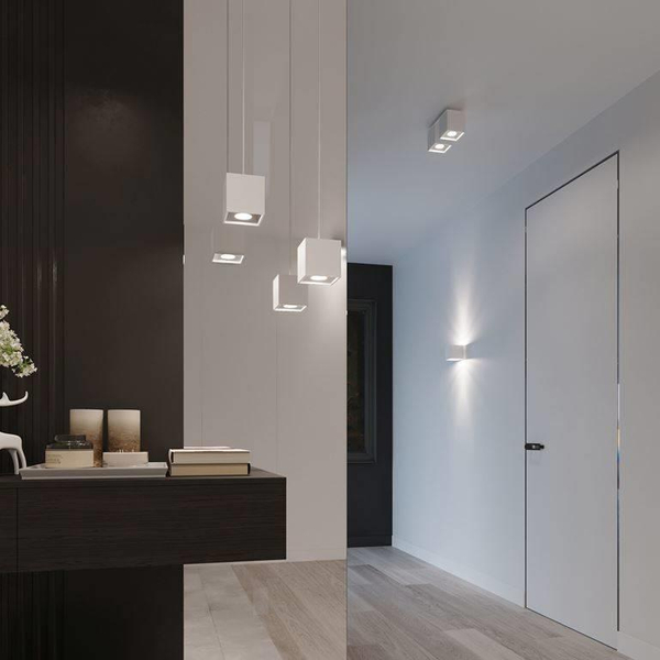 LAMPA wisząca SL.0062 metalowa OPRAWA zwis kostka cube biała