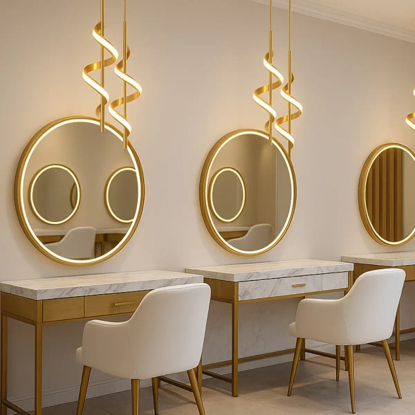Spiralna wisząca lampa Spirali LWSK LED 20W 3000K nad wyspę złota