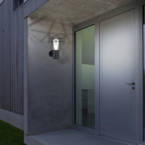 Ogrodowa lampa ścienna HORACE 31355 elewacyjna druciana IP44 czarna