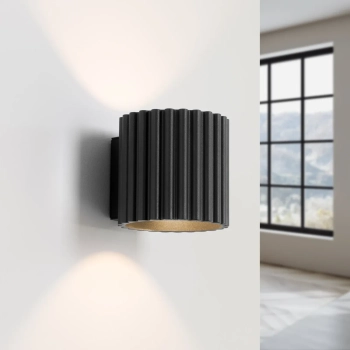 Lampa ścienna AURA czarna SL.1786 ryflowana tuba 1xG9