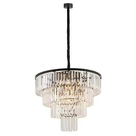 Kryształowy żyrandol glamour Cristal 7614 przezroczysty czarny