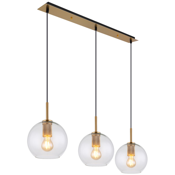 Wisząca LAMPA loftowa ADARA 15462H2 Globo szklana OPRAWA na listwie ZWIS kule balls przezroczyste mosiądz