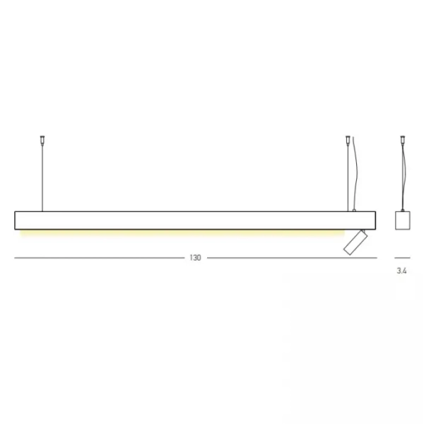Wisząca lampa z reflektorem 23254 LED 7W + 32W 3000K belka czarny