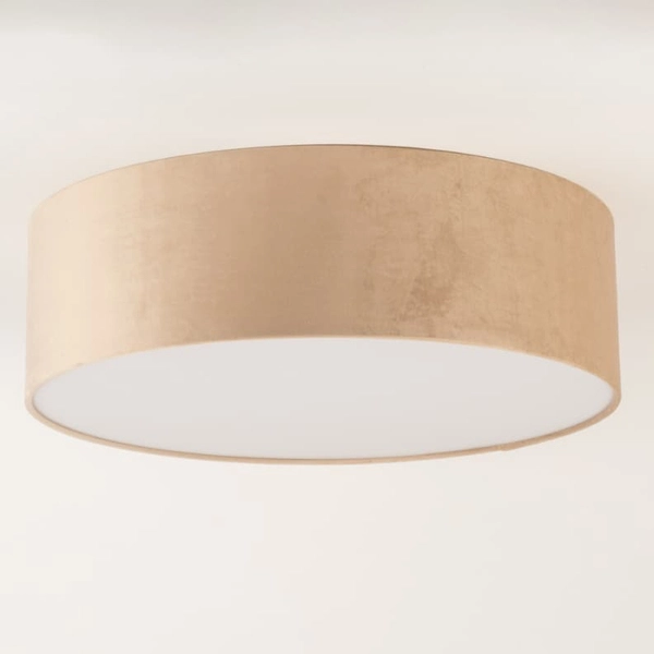 Sypialniana lampa sufitowa Soft 40655 Sigma okrągła welurowa beżowa
