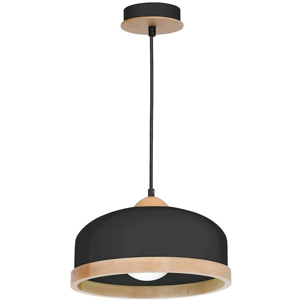 Skandynawska LAMPA wisząca STUDIO MLP8851 Milagro metalowa OPRAWA hygge ZWIS okrągły czarny drewno