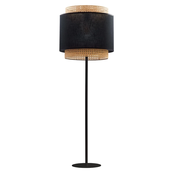 Lampa podłogowa ratanowa Boho 5568 TK Lighting ażurowa czarna słomkowa
